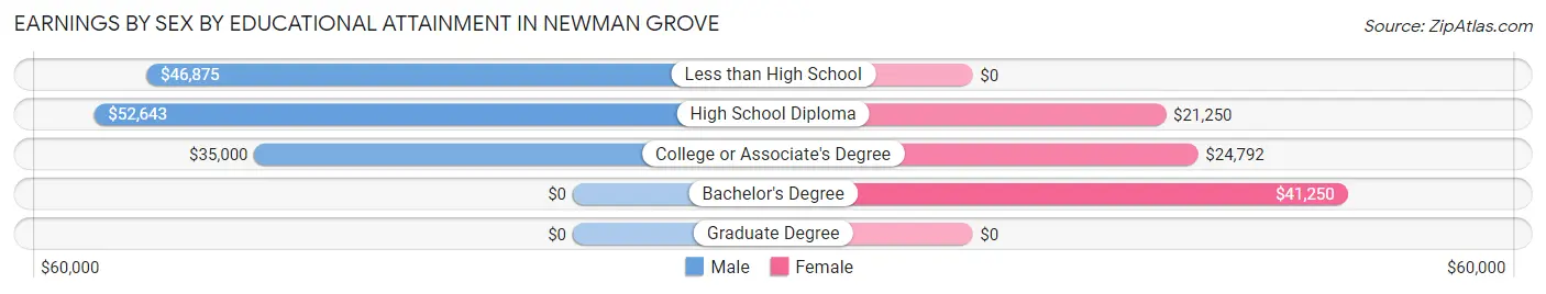 Earnings by Sex by Educational Attainment in Newman Grove