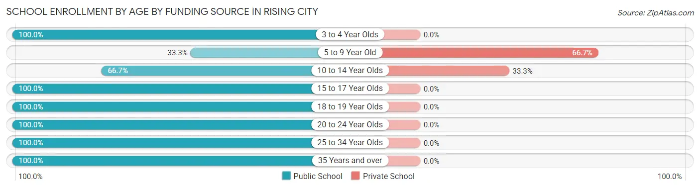 School Enrollment by Age by Funding Source in Rising City
