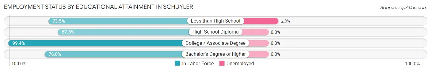 Employment Status by Educational Attainment in Schuyler