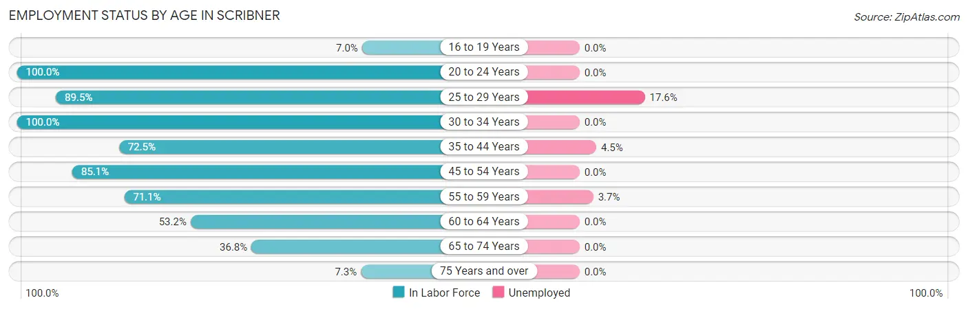 Employment Status by Age in Scribner