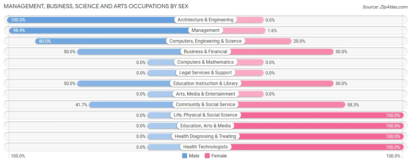 Management, Business, Science and Arts Occupations by Sex in Silver Creek