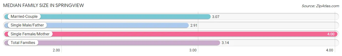 Median Family Size in Springview