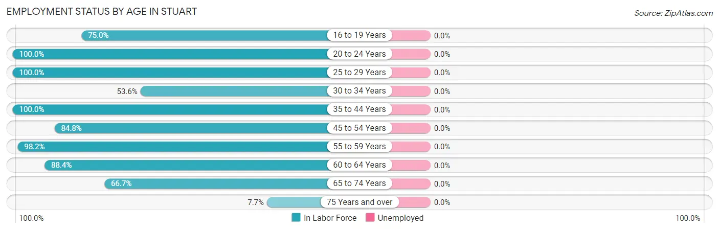 Employment Status by Age in Stuart