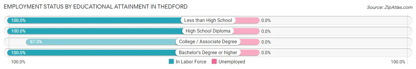 Employment Status by Educational Attainment in Thedford