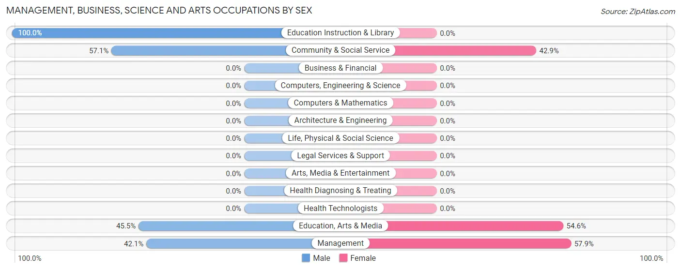 Management, Business, Science and Arts Occupations by Sex in Thedford