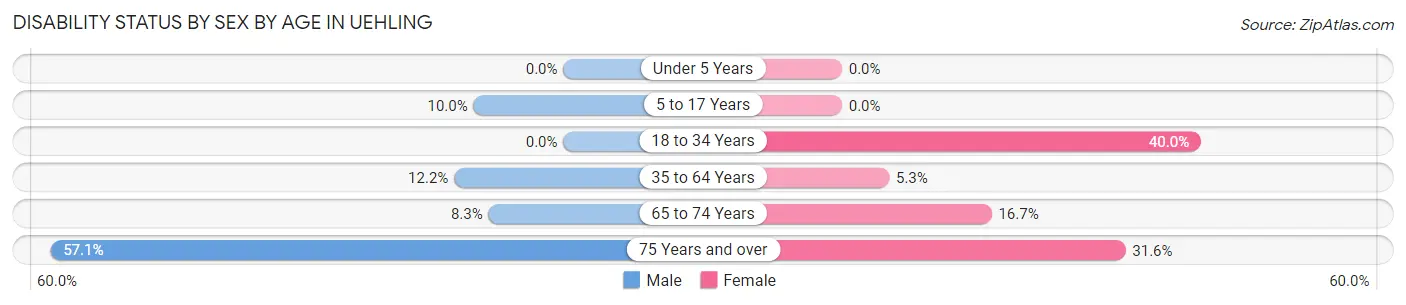 Disability Status by Sex by Age in Uehling