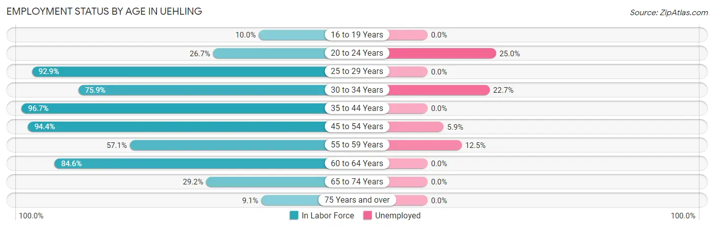 Employment Status by Age in Uehling