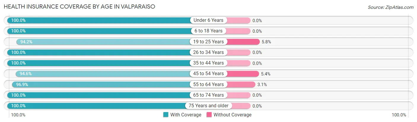 Health Insurance Coverage by Age in Valparaiso