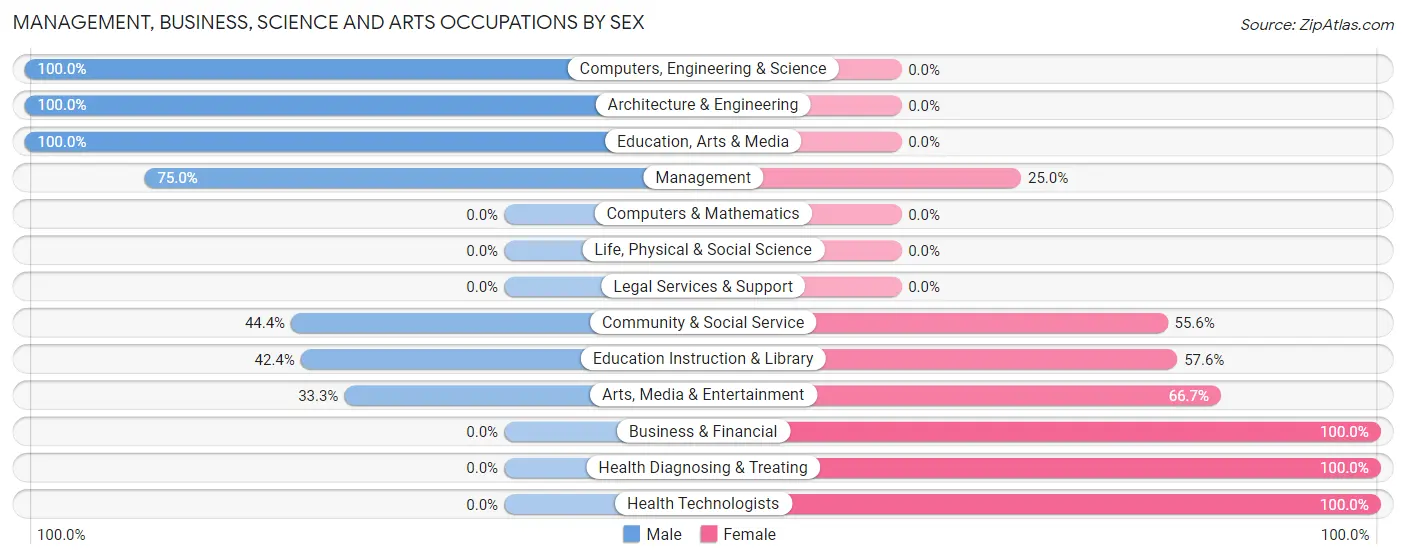 Management, Business, Science and Arts Occupations by Sex in Verdigre