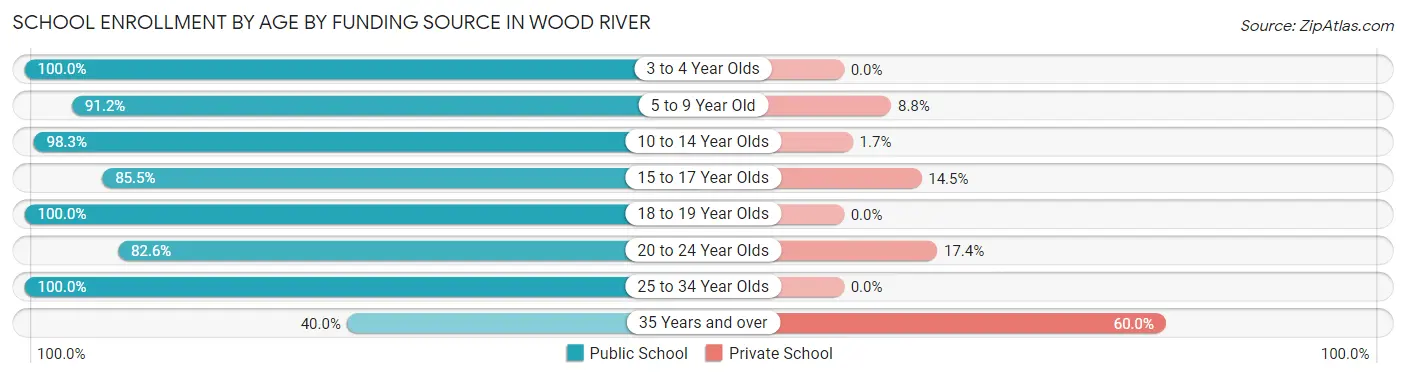 School Enrollment by Age by Funding Source in Wood River