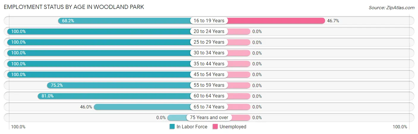 Employment Status by Age in Woodland Park