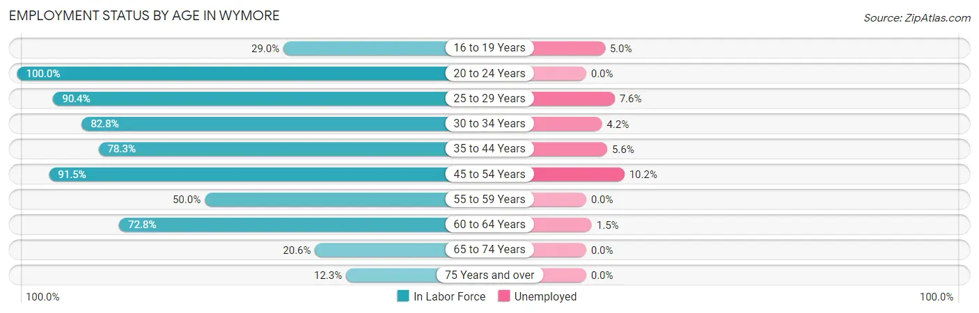 Employment Status by Age in Wymore