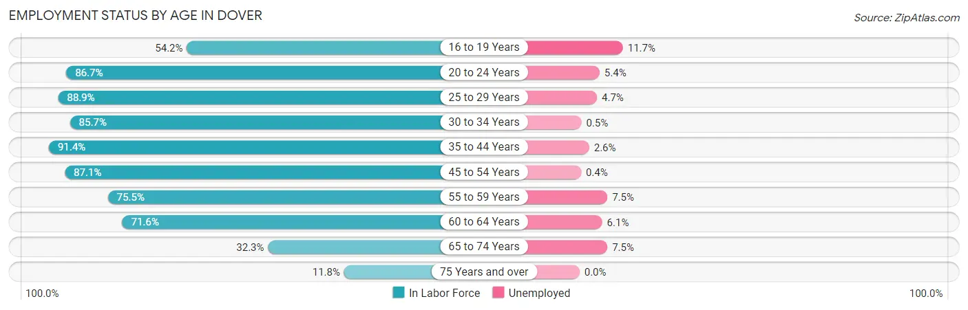 Employment Status by Age in Dover