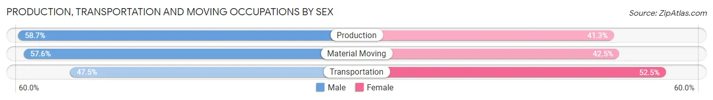 Production, Transportation and Moving Occupations by Sex in Hudson