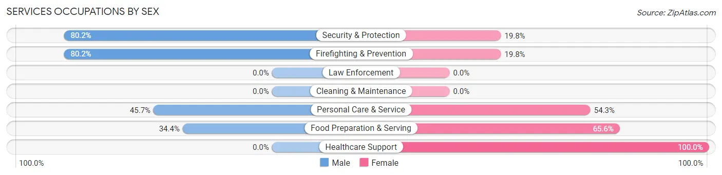 Services Occupations by Sex in Pinardville