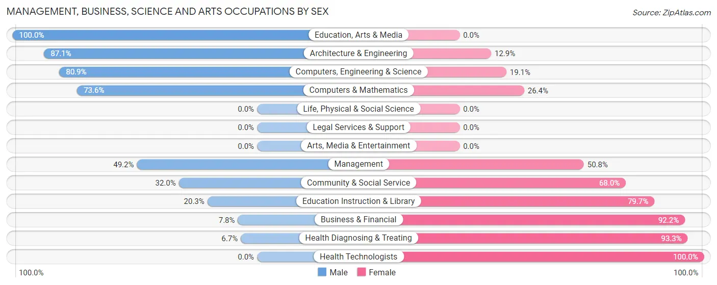 Management, Business, Science and Arts Occupations by Sex in Raymond
