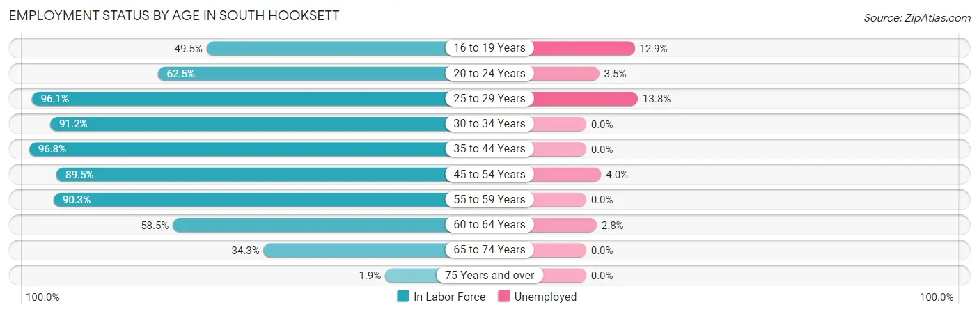 Employment Status by Age in South Hooksett