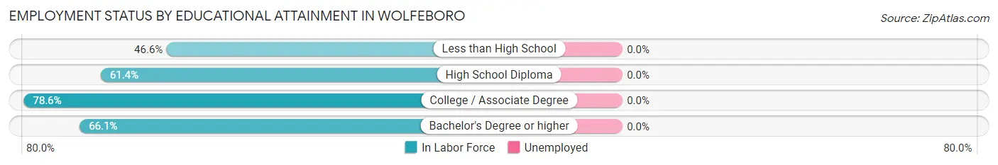 Employment Status by Educational Attainment in Wolfeboro