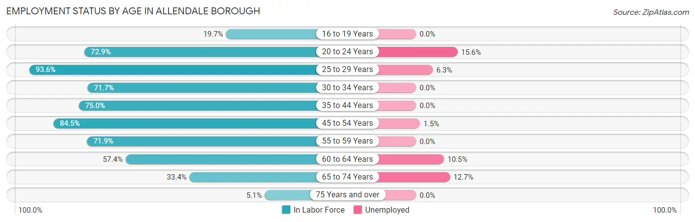 Employment Status by Age in Allendale borough