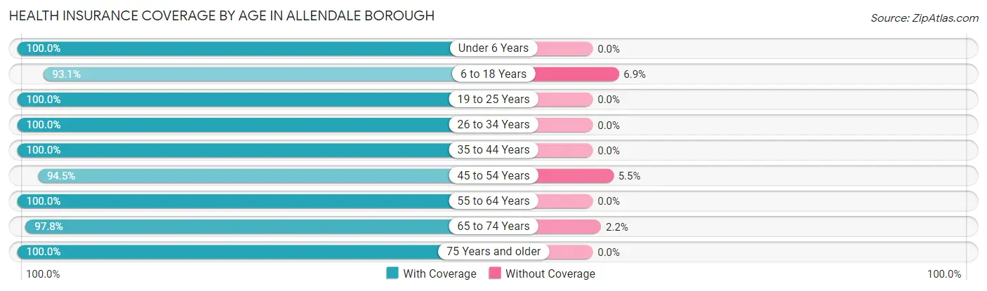 Health Insurance Coverage by Age in Allendale borough