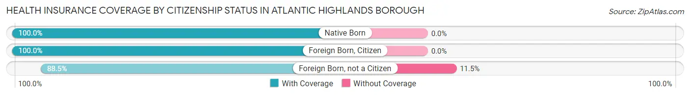 Health Insurance Coverage by Citizenship Status in Atlantic Highlands borough