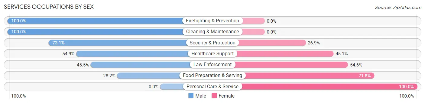Services Occupations by Sex in Barrington borough