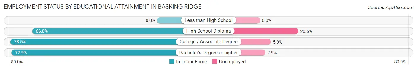 Employment Status by Educational Attainment in Basking Ridge