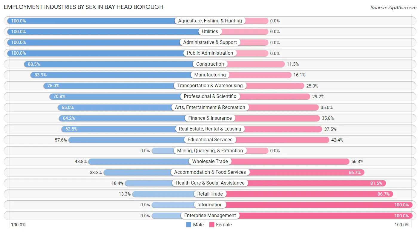 Employment Industries by Sex in Bay Head borough