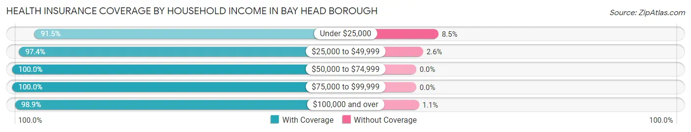 Health Insurance Coverage by Household Income in Bay Head borough