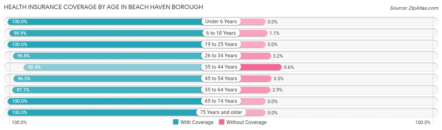 Health Insurance Coverage by Age in Beach Haven borough