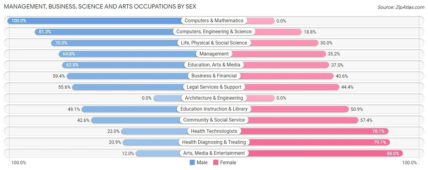 Management, Business, Science and Arts Occupations by Sex in Beach Haven borough