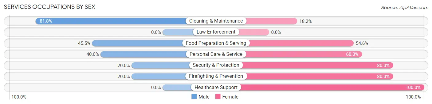 Services Occupations by Sex in Beach Haven borough