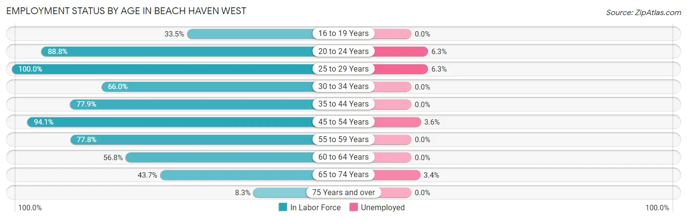 Employment Status by Age in Beach Haven West