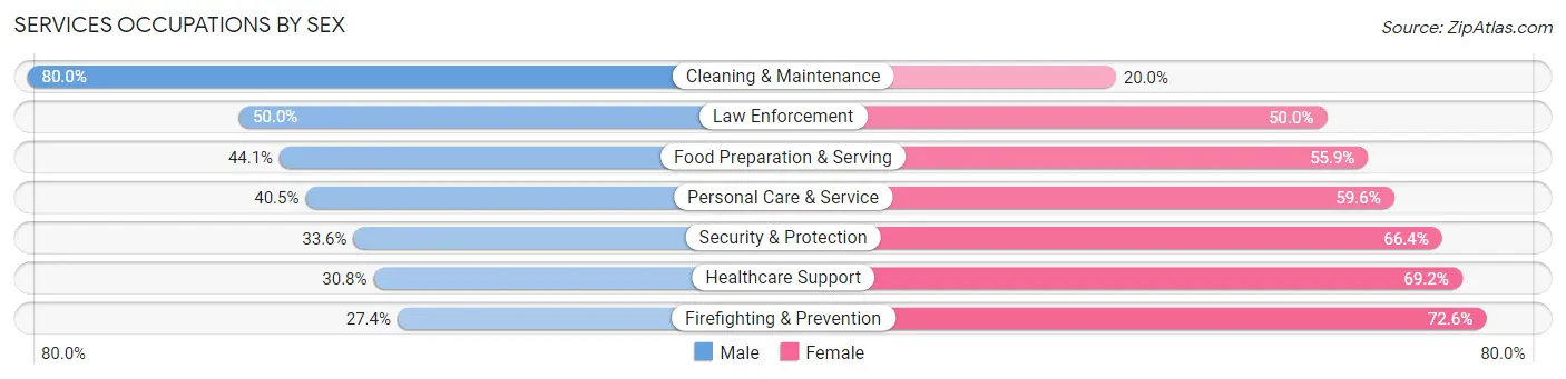 Services Occupations by Sex in Bellmawr borough