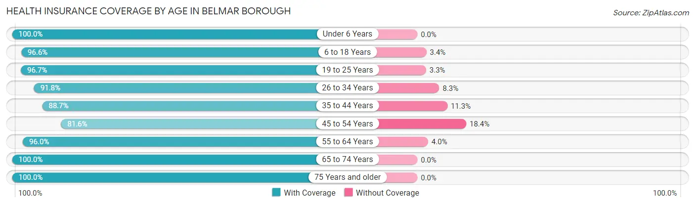 Health Insurance Coverage by Age in Belmar borough