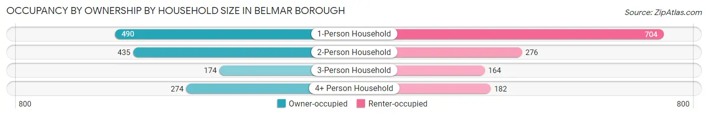 Occupancy by Ownership by Household Size in Belmar borough