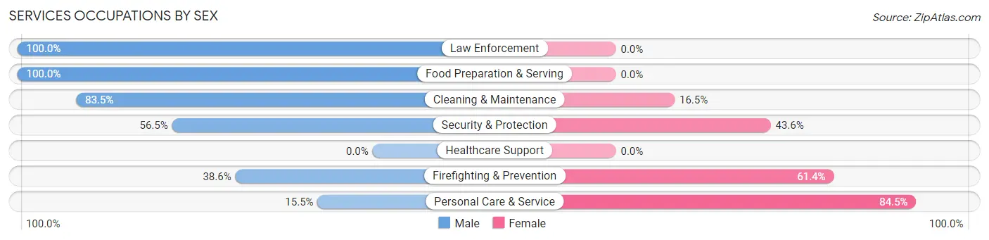 Services Occupations by Sex in Bernardsville borough