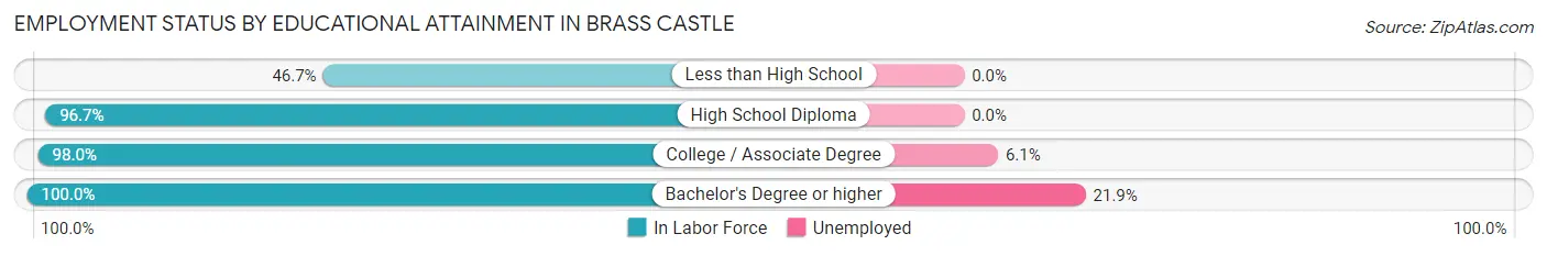 Employment Status by Educational Attainment in Brass Castle