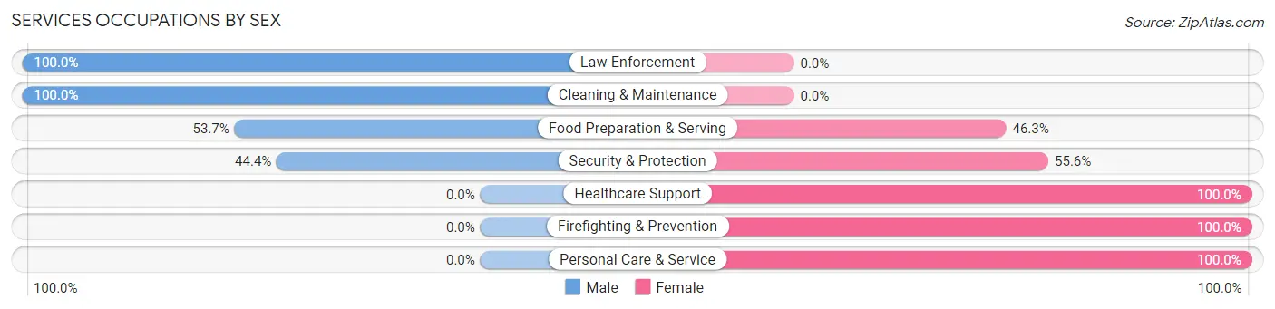Services Occupations by Sex in Brooklawn borough