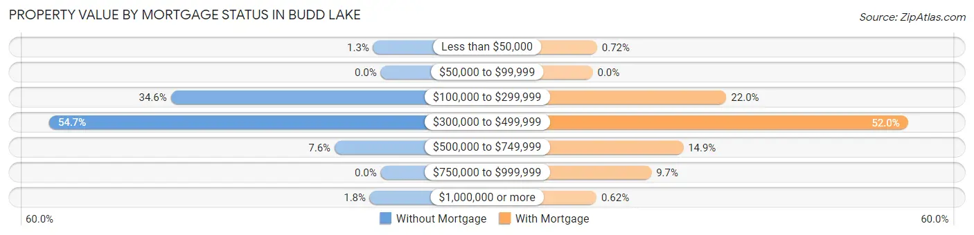 Property Value by Mortgage Status in Budd Lake