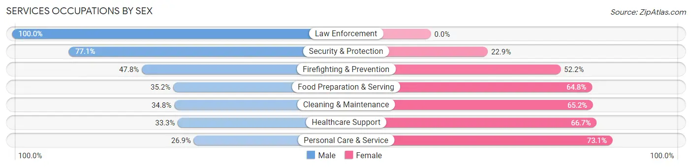 Services Occupations by Sex in Butler borough