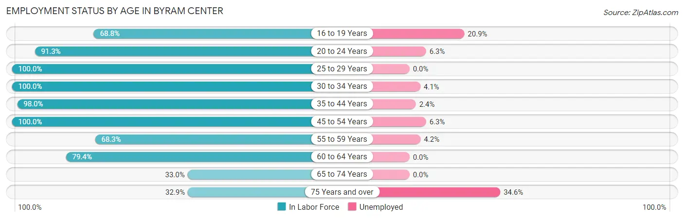 Employment Status by Age in Byram Center