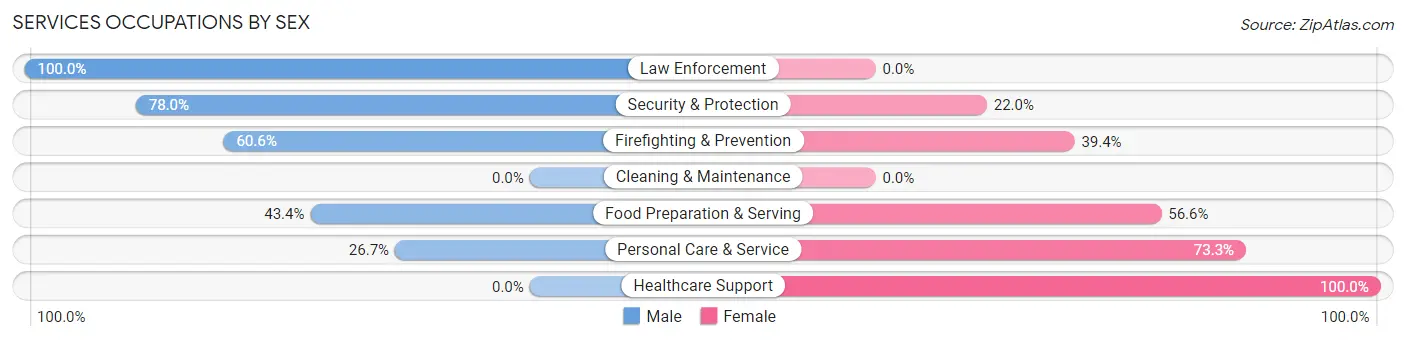 Services Occupations by Sex in Byram Center