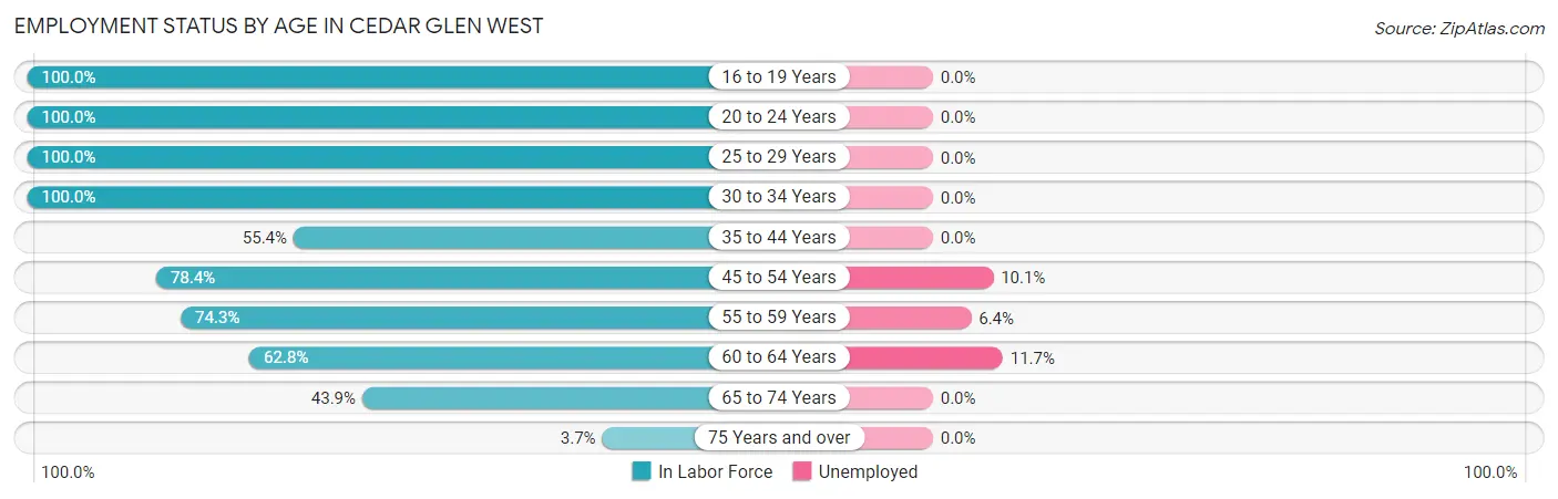 Employment Status by Age in Cedar Glen West