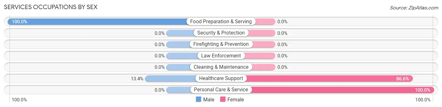 Services Occupations by Sex in Cedar Glen West