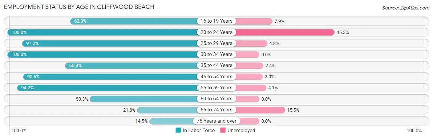 Employment Status by Age in Cliffwood Beach