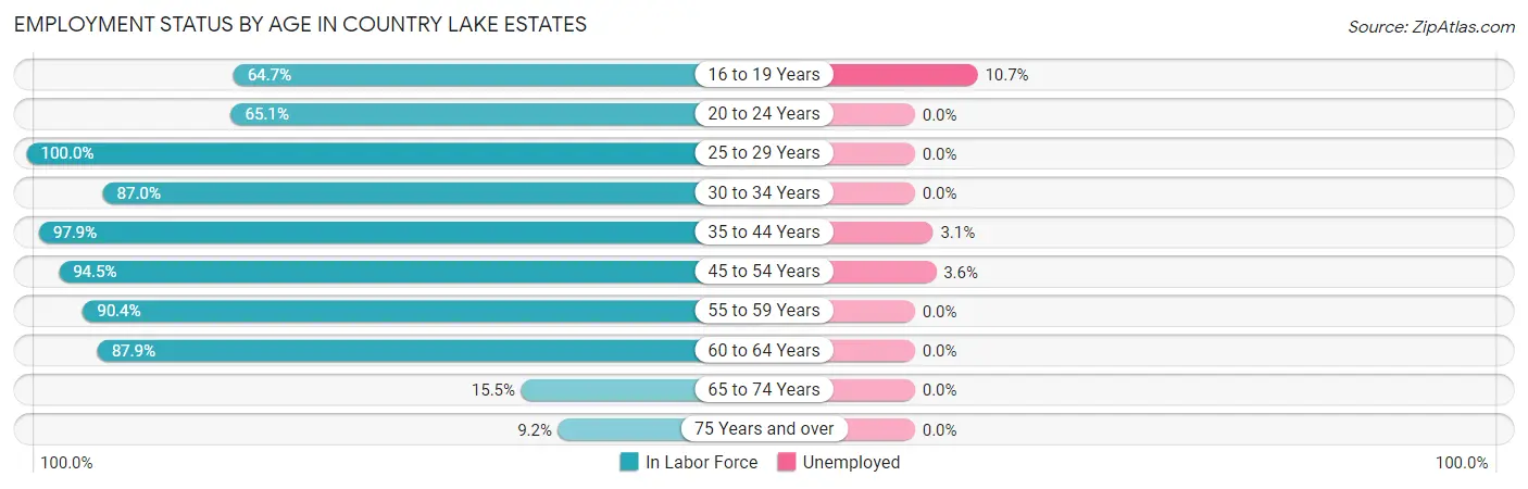 Employment Status by Age in Country Lake Estates
