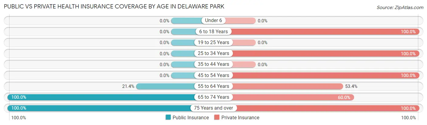 Public vs Private Health Insurance Coverage by Age in Delaware Park