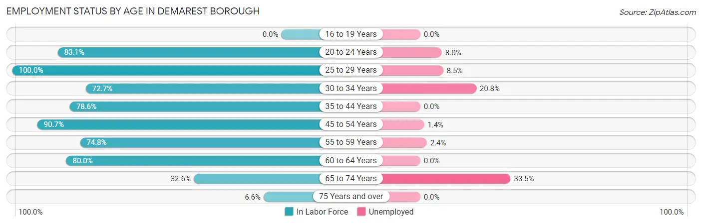 Employment Status by Age in Demarest borough