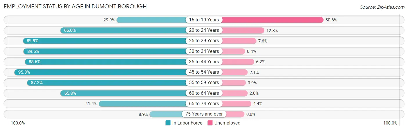 Employment Status by Age in Dumont borough